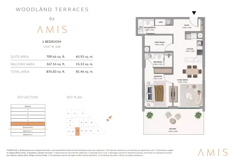 Floor plan, 1 Bed, 876 sq ft