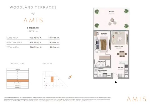 Floor plan, 1 Bed, 906 sq ft
