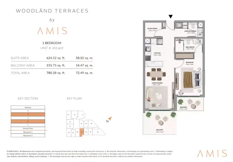Floor plan, 1 Bed, 780 sq ft