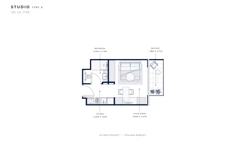 Floor plan, Studio, 333 sq ft
