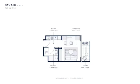 Floor plan, Studio, 333 sq ft