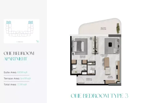 Floor plan, 1 Bed, 773 sq ft