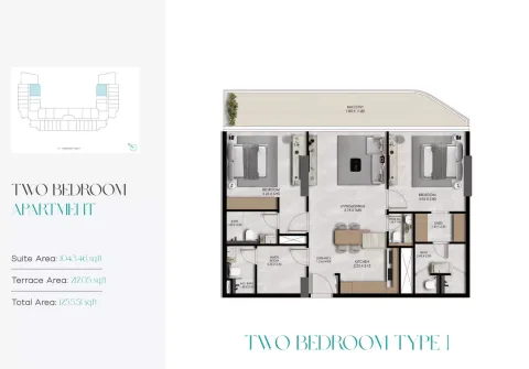 Floor plan, 2 Beds, 1,255 sq ft