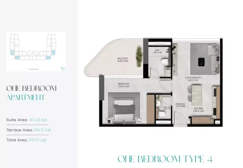 Floor plan, 1 Bed, 793 sq ft