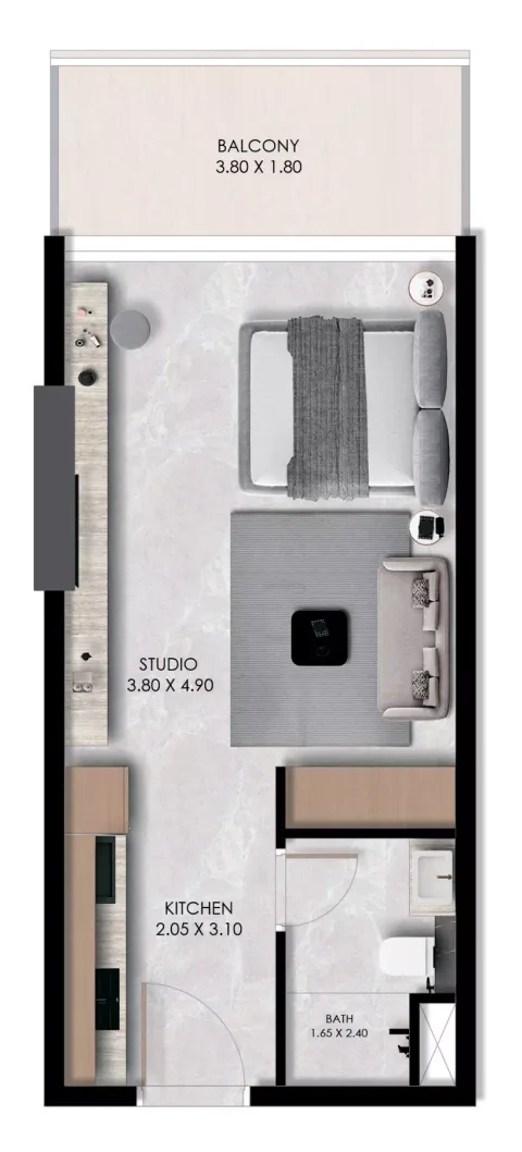 Floor plan, Studio, 425 sq ft