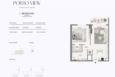 Floor plan, 1 Bed, 810 sq ft