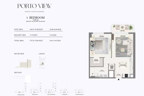 Floor plan, 1 Bed, 779 sq ft