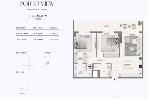 Floor plan, 2 Beds, 1,252 sq ft