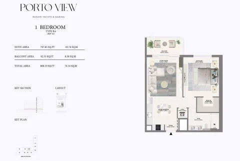 Floor plan, 1 Bed, 800 sq ft