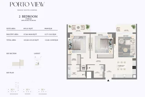Floor plan, 2 Beds, 1,212 sq ft