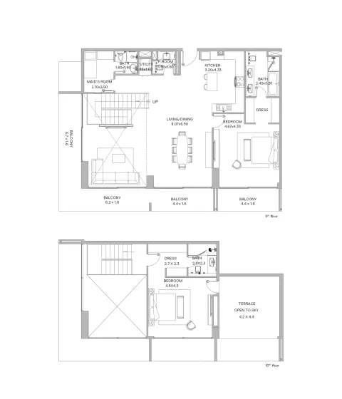 Floor plan, 2 Beds, 2,549 sq ft