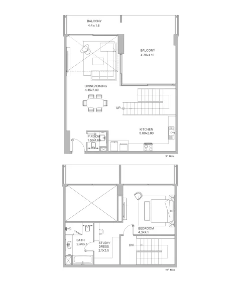 Floor plan, 1 Bed, 1,665 sq ft