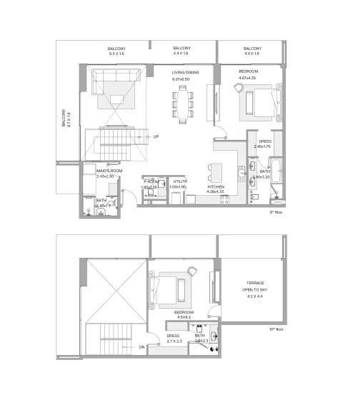 Floor plan, 2 Beds, 2,577 sq ft