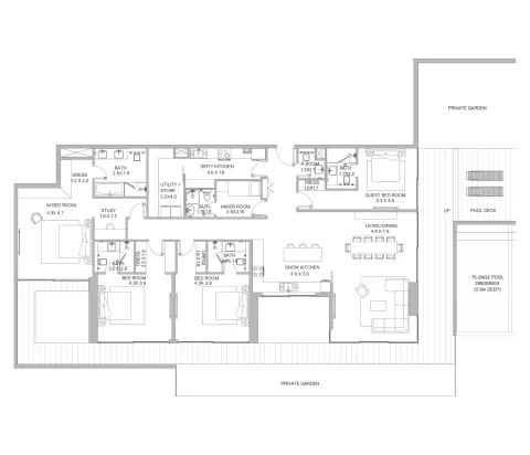 Floor plan, 4 Beds, 4,464 sq ft