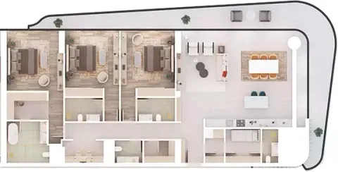 Floor plan, 3 Beds, 2,818 sq ft