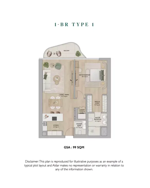 Floor plan, 1 Bed, 1,065 sq ft