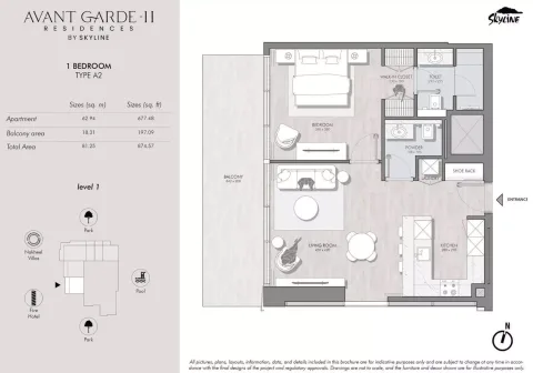 Floor plan, 1 Bed, 874 sq ft