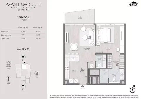Floor plan, 1 Bed, 781 sq ft