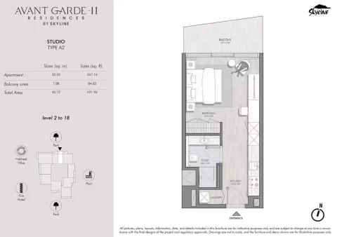Floor plan, Studio, 431 sq ft