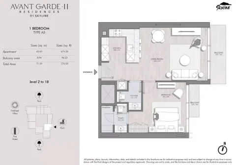 Floor plan, 1 Bed, 770 sq ft