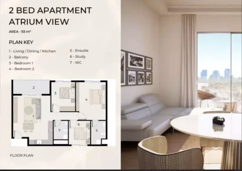 Floor plan, 2 Beds, 1,001 sq ft