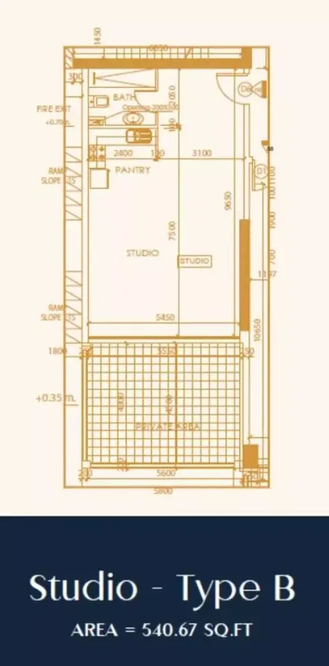 Floor plan, Studio, 540 sq ft