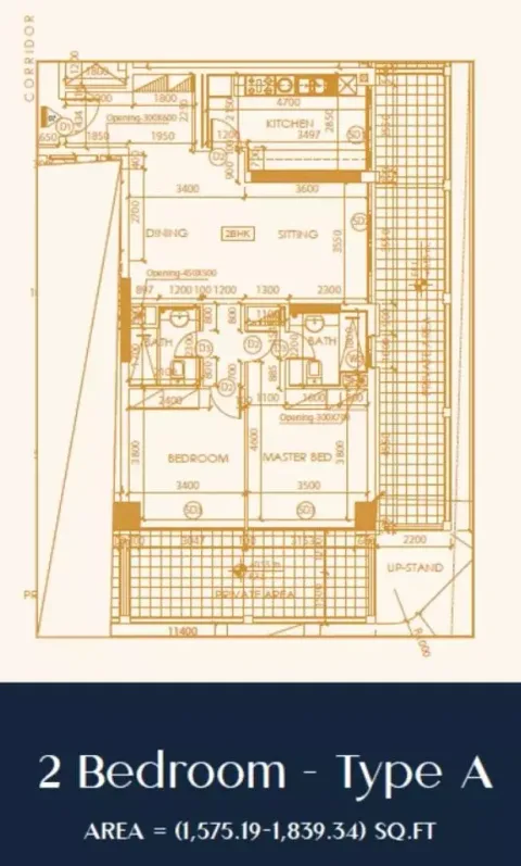 Floor plan, 2 Beds, 1,575 sq ft