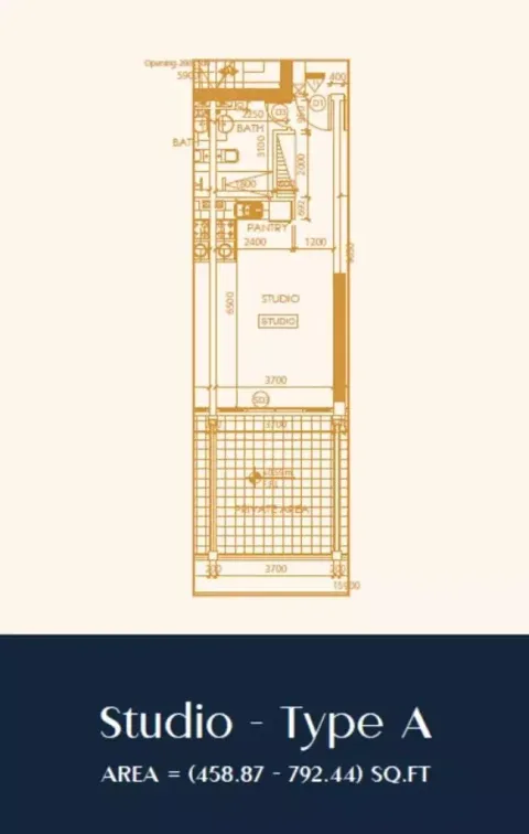 Floor plan, Studio, 458 sq ft