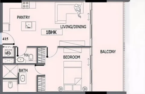 Floor plan, 1 Bed, 0 sq ft