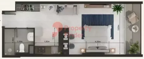 Floor plan, Studio, 450 sq ft