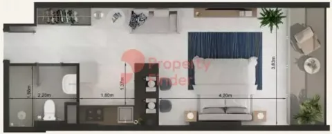 Floor plan, Studio, 451 sq ft