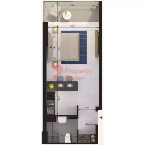 Floor plan, Studio, 430 sq ft