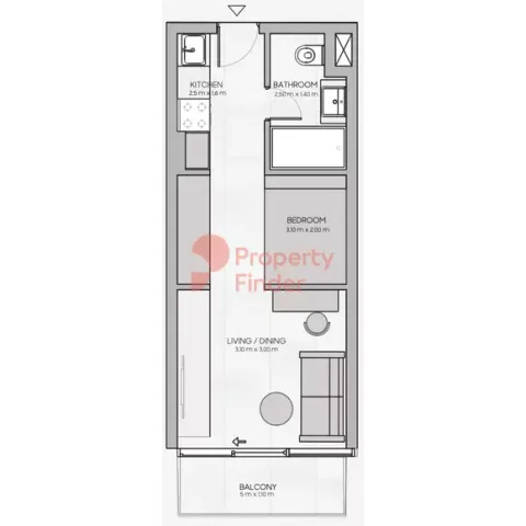 Floor plan, Studio, 306 sq ft