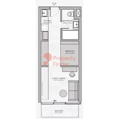 Floor plan, Studio, 320 sq ft
