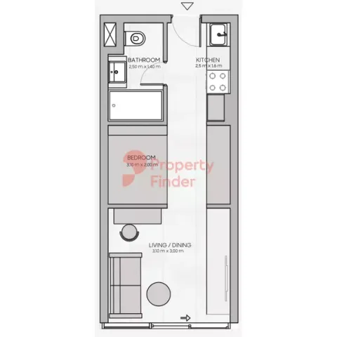 Floor plan, Studio, 271 sq ft