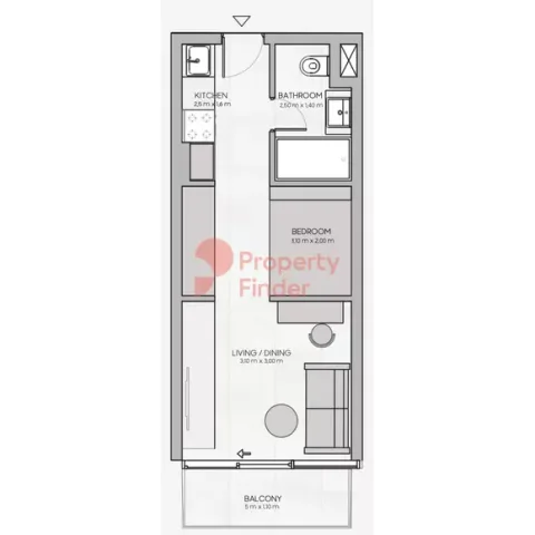 Floor plan, Studio, 351 sq ft