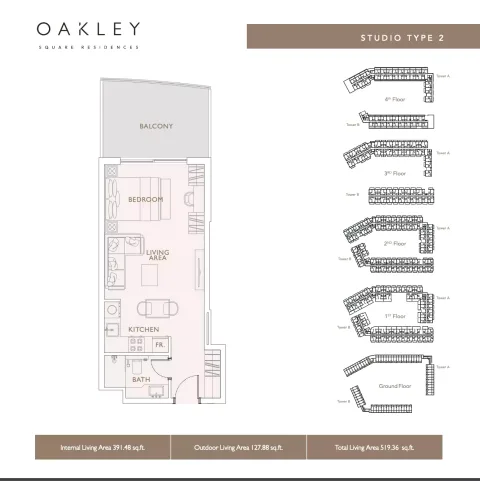 Floor plan, Studio, 519 sq ft
