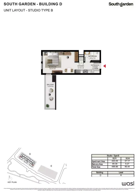 Floor plan, Studio, 499 sq ft