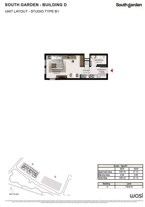 Floor plan, Studio, 399 sq ft