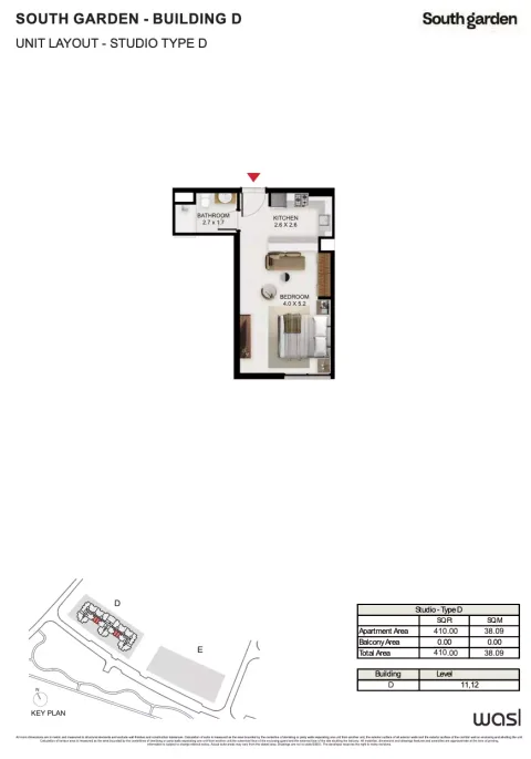 Floor plan, Studio, 410 sq ft
