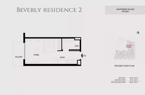 Floor plan, Studio, 408 sq ft