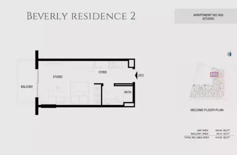 Floor plan, Studio, 410 sq ft