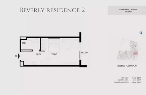 Floor plan, Studio, 389 sq ft