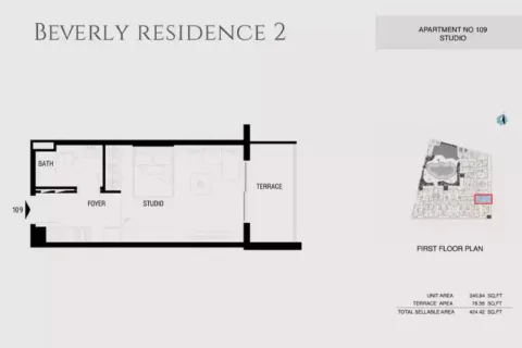 Floor plan, Studio, 424 sq ft