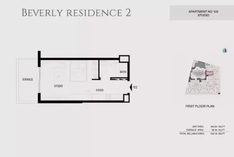 Floor plan, Studio, 435 sq ft