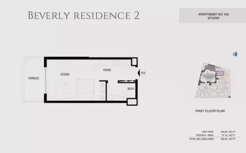 Floor plan, Studio, 433 sq ft