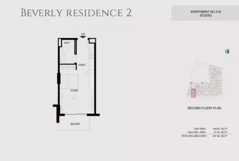 Floor plan, Studio, 407 sq ft