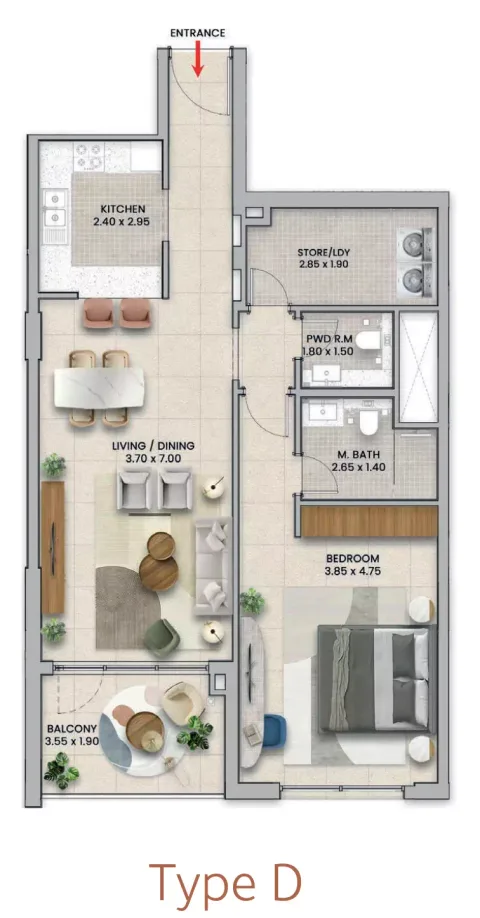 Floor plan, 1 Bed, 0 sq ft