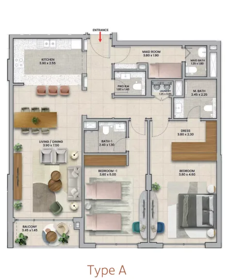 Floor plan, 2 Beds, 0 sq ft