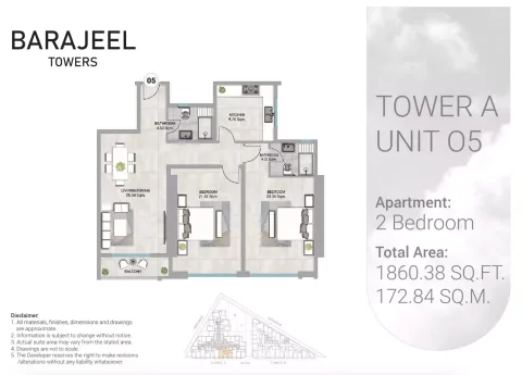 Floor plan, 2 Beds, 1,860 sq ft